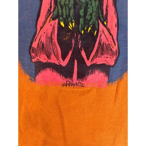 Vintage Roach 70s Trust Me Alien Graphic T-Shirt Orange Single Stitch USA Made